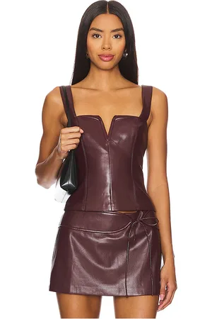 Amanda Uprichard Nia Top in - Burgundy. Size M (also in L, S, XS).