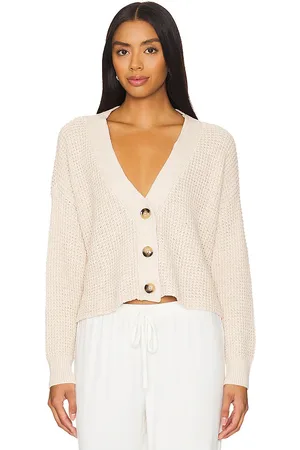 Eberjey The Recycled Sweater Cropped Cardigan in - Cream. Size L (also in S, XS).