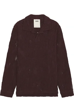Oas Grot Crochet Long Sleeve Polo in - . Size L (also in S, XL/1X).