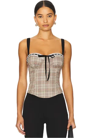 MORE TO COME Flora Corset Top in - Brown. Size M (also in S, XS).