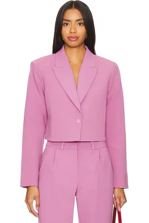 Amanda Uprichard Reggie Crop Blazer in - Pink. Size L (also in S, XL, XS).