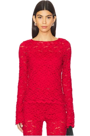 Show Me Your Mumu Bowie Top in - Red. Size L (also in M, S, XL, XS).