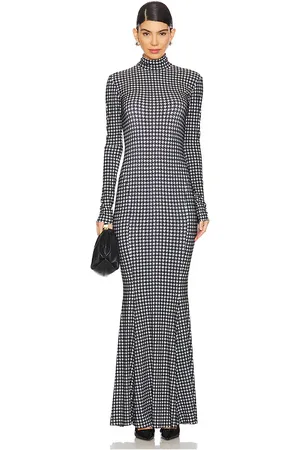 Norma Kamali Long Sleeve Turtleneck Fishtail Gown in - Black,White. Size S (also in XS, XXS).