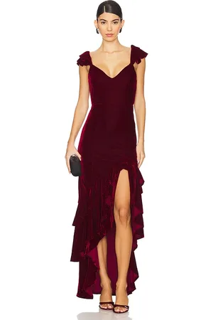 Tularosa Camille Velvet Gown in - Red. Size L (also in M, S, XL, XS, XXS).