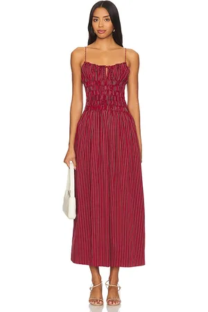 FAITHFULL THE BRAND Aya String Midi Dress in - Burgundy. Size L (also in S).