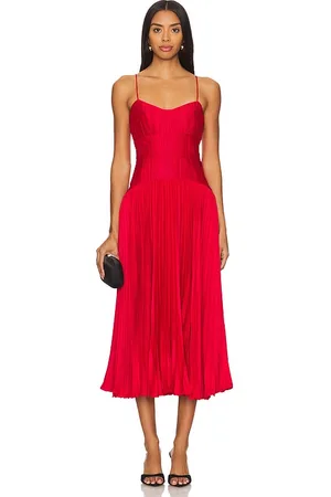 AMUR Cherry Drop Waist Midi Dress in - Red. Size 0 (also in 6).