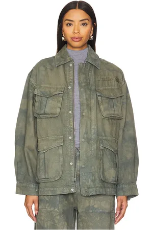 GRLFRND Kaia Oversized Drawstring Jacket in - Green. Size L (also in M, S, XL, XS, XXS).