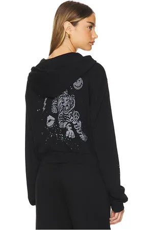 LAUREN MOSHI Lachelle Crop Tiger Elements Zip Up Hoodie in - . Size M (also in S, XS).