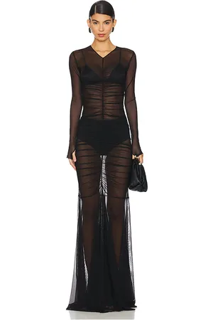 Norma Kamali Long Sleeve V Neck Shirred Front Fishtail Gown in - . Size XS (also in XXS).