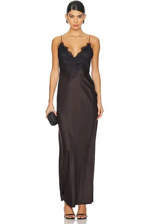 SER.O.YA Grenache Satin Maxi Dress in - Brown. Size S (also in XS).