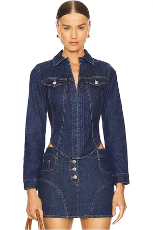 Amanda Uprichard Bristol Top in - Denim-Dark. Size M (also in S).