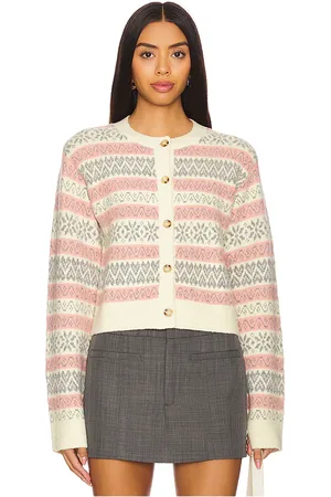 MAJORELLE Annalee Fairisle Cardigan in - Ivory. Size M (also in S, XS).