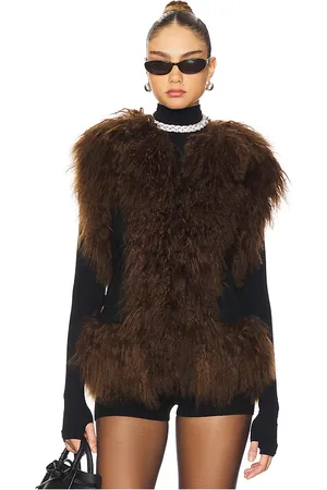 Susanna Chow Dorothy Shearling Suede Vest in - . Size L (also in M, S).