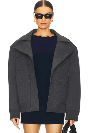 Norma Kamali Oversized Moto Jacket in - Grey. Size M (also in S, XS, XXS).