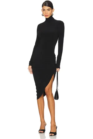 Norma Kamali Long Sleeve Turtleneck Side Drape Dress in - . Size L (also in M, S, XL, XS, XXS).
