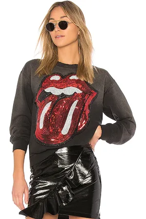 Madeworn Rolling Stones Sequins Sweatshirt in - Grey. Size L (also in M, S, XS).