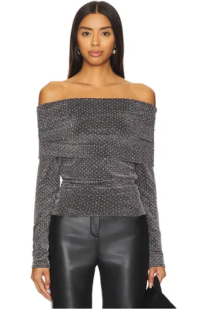 LnA Liya Fold Over Rhinestone Top in - . Size L (also in M, S, XS).