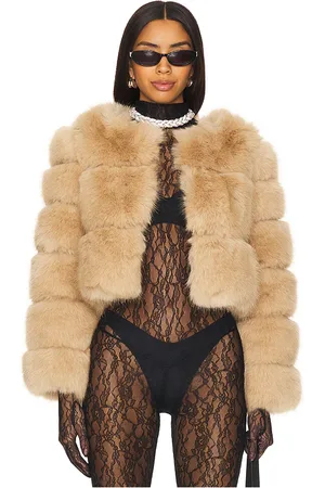 LINE & DOT Liana Faux Fur Jacket in - Tan. Size L (also in M, S, XS).