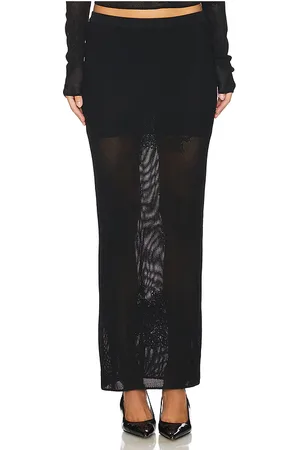 FLEUR DU MAL Lace Pointelle Maxi Skirt in - . Size L (also in M, S, XS).