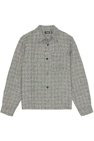 WAO Boucle Tweed Shirt Jacket in - Black. Size L (also in M, S, XL/1X, XS).