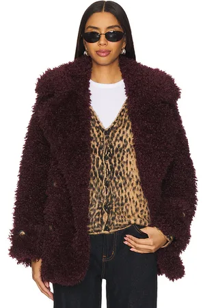 Free People Sophie Faux Fur Peacoat in - Purple. Size L (also in M, S, XS).
