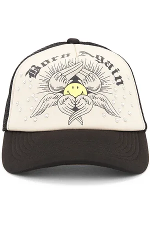 MARKET Smiley Born Again Trucker Hat in - Black,Cream. Size all.