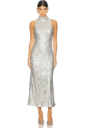 SIMON MILLER Sculpty Sleeveless Sequin Dress in - Metallic Silver. Size 10 (also in 2, 4, 6).