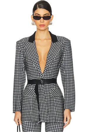 Norma Kamali Single Breasted Boy Fit Riding Jacket in - Black,White. Size L (also in S, XS, XXS).