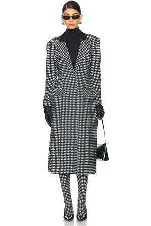Norma Kamali Single Breasted Boy Fit Riding Coat in - Black,White. Size L (also in S, XL, XS, XXS).
