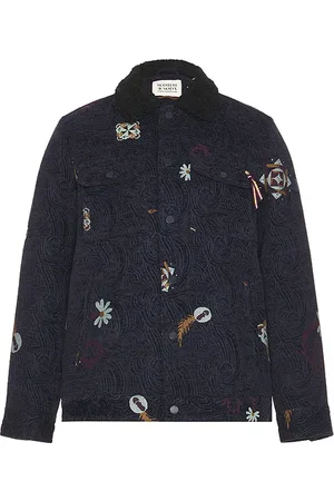 Scotch&Soda Swirl Poetry Jacquard Trucker Jacket in - Blue. Size M (also in S).