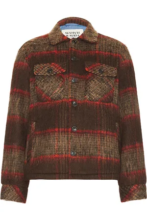 Scotch&Soda Brushed Wool Blend Overshirt in - Brown. Size L (also in M, S).