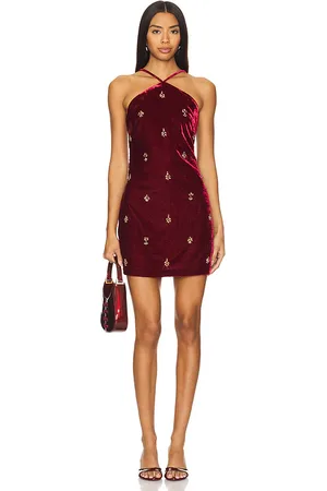 MISA Camille Dress in - Burgundy. Size L (also in S, XL, XS).