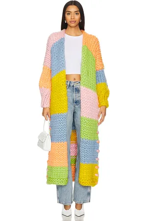 Hope Macaulay Groovy Chunky Knit Maxi Cardigan in - Sage,Blue. Size M/L (also in S/M).