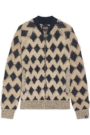 Scotch&Soda Textured Jacquard Bomber Jacket in - Brown. Size L (also in M).