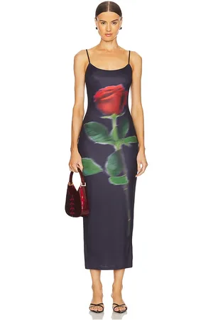 Runaway The Label Deia Midi Dress in - Black. Size M (also in S, XL/1X, XS).