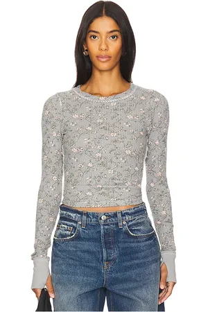 Free People X We The Free Pretty Little Thermal Top in - Grey. Size M (also in S, XS).