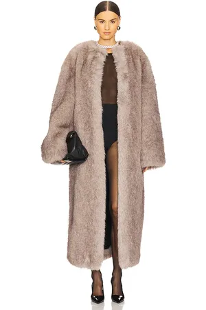 The Andamane Taylor Faux Fur Maxi Coat in - Grey. Size 38/XS (also in 40/S).