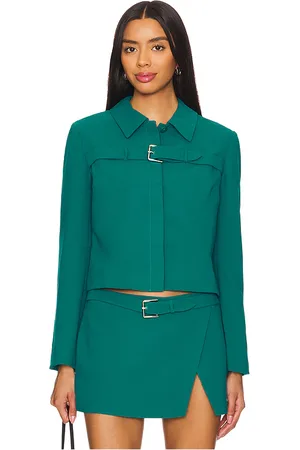 Amanda Uprichard Helsa Jacket in - Teal. Size L (also in M, S, XL, XS).