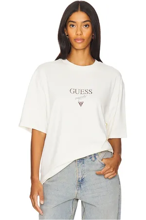 Guess Printed Baker Logo Tee in - Cream. Size L (also in M, XL/1X).