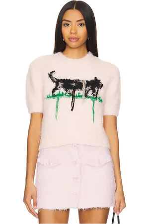 yuhan wang Cat Intarsia Top in - Blush. Size L (also in M, XL).