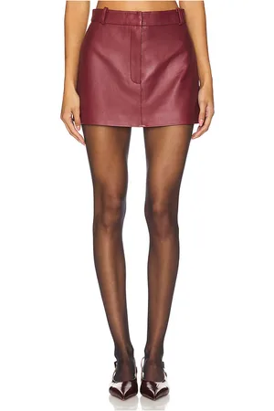 AEXAE Leather Mini Skirt in - Burgundy. Size S (also in XS, XXS).