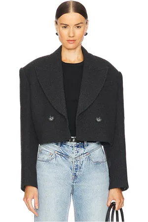 GRLFRND X Emily Gemma The Short Coat in - Grey. Size L (also in M, S, XL, XS, XXS).