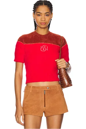 Understated Leather X REVOLVE Fuzzy Sweater in - Red. Size L (also in M, S, XL, XS).