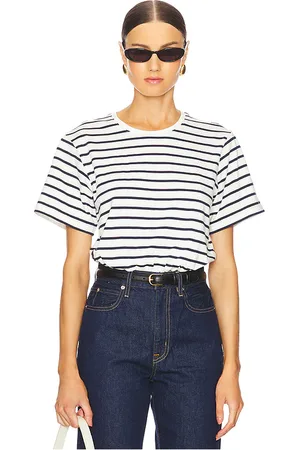 Simkhai Jojo Short Sleeve Cropped Tee in - Navy. Size L (also in M, S, XS).