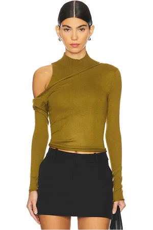 Camila Coelho Aida Sweater in - Olive. Size M (also in S, XS, XXS).