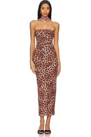 Runaway The Label Antonie Midi Dress in - Brown. Size L (also in S, XS).