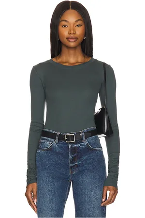 LA Made Long Sleeve Crew Neck Top in - Dark Green. Size XL (also in XXL).