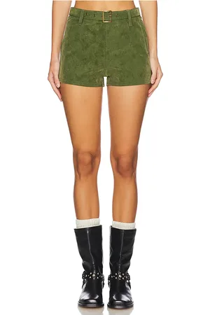 Free People X REVOLVE Jada Suede Micro Short in - Olive. Size 24 (also in 25, 26, 27).