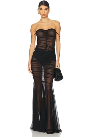 Norma Kamali Strapless Shirred Front Fishtail Gown in - . Size L (also in M, S, XL).