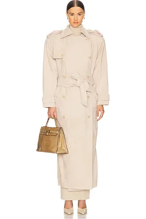 Helsa Suede Trench Coat in - Neutral. Size L (also in M, S, XL, XS, XXS).